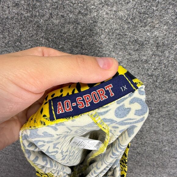 AQ Sport Shorts Women 1X Plus Yellow Animal Print Pull On Mid Rise Chino Casual - Picture 4 of 6